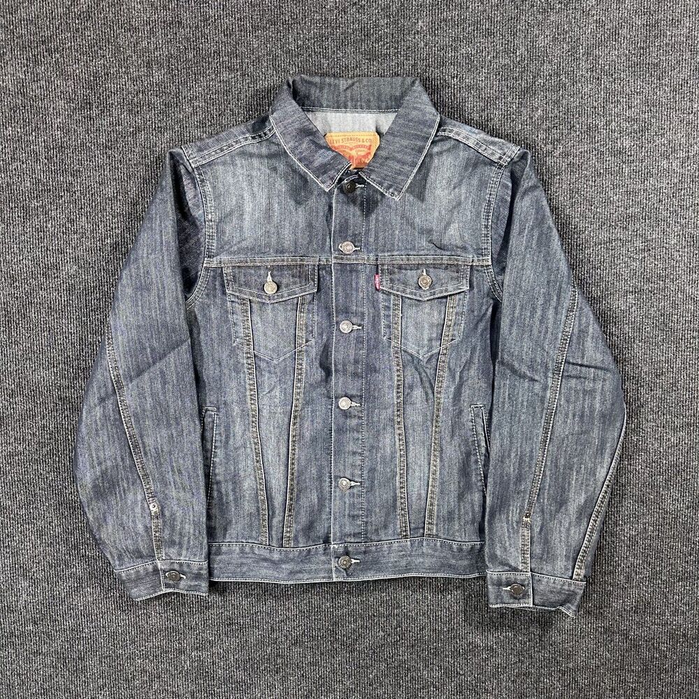 Levi's Denim Jacket Youth Teen XL Dark Blue Raw Denim Wash Trucker